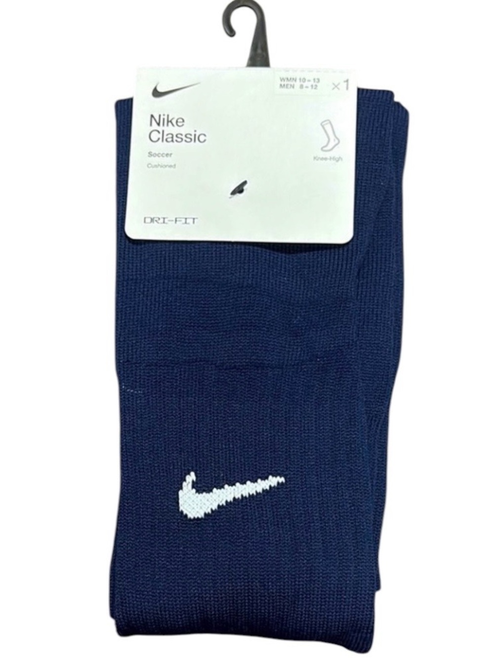 Nike Classic Dri-FIT Soccer Socks Navy Knee High L Men 8-12 Women 10-13 NWT